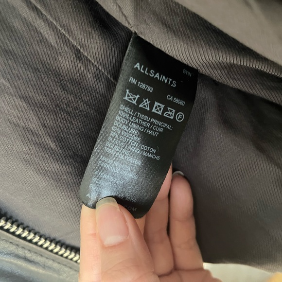 AllSaints Grey Leather Jacket - Picture 5 of 6
